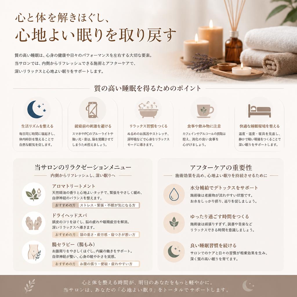 睡眠不足を解消するリッチなリラックスタイム