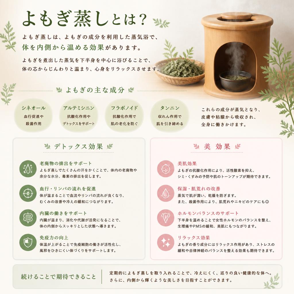2. よもぎ蒸しの特長と効能