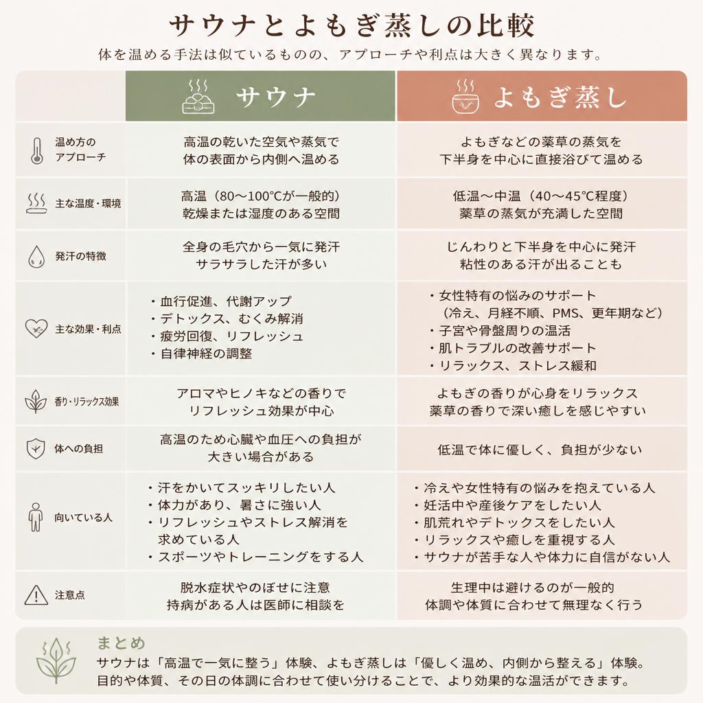 3. サウナとよもぎ蒸しの違い