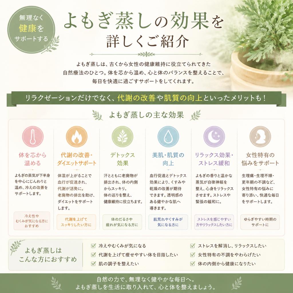 よもぎ蒸しで得られる美肌効果