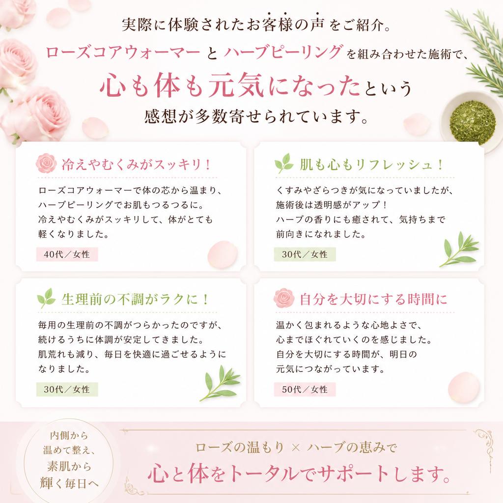 お客様の声: 体験者の感想