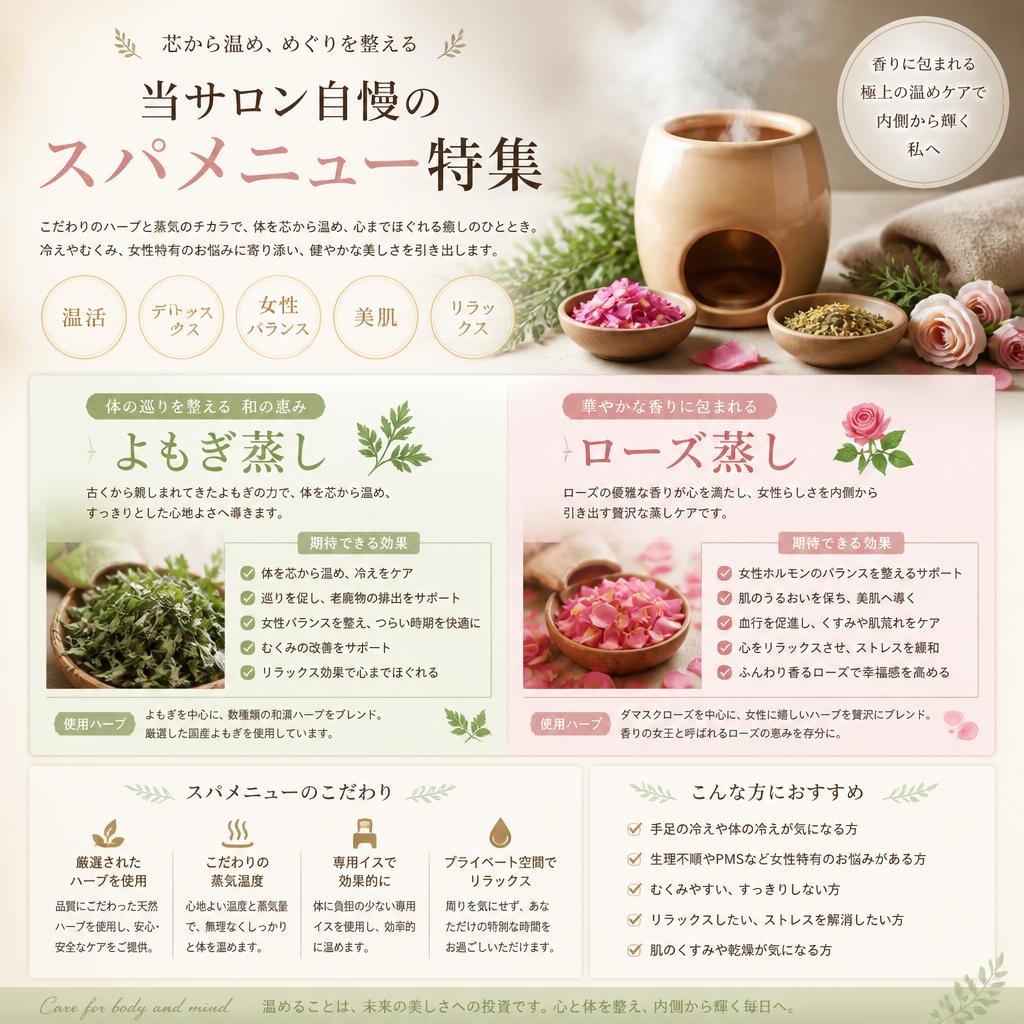 厳選されたスパメニューのご紹介