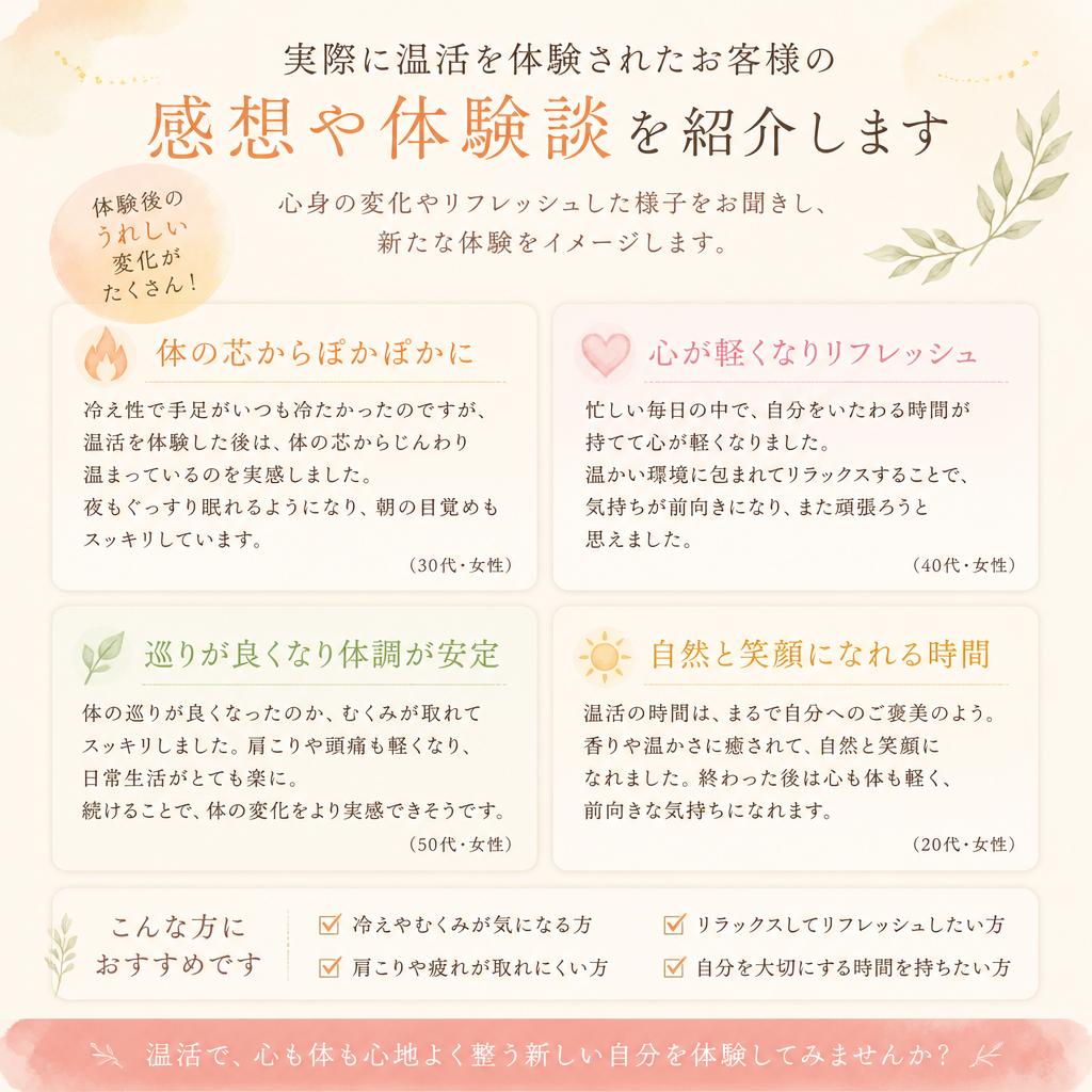 お客様の声 - 温活の体験談