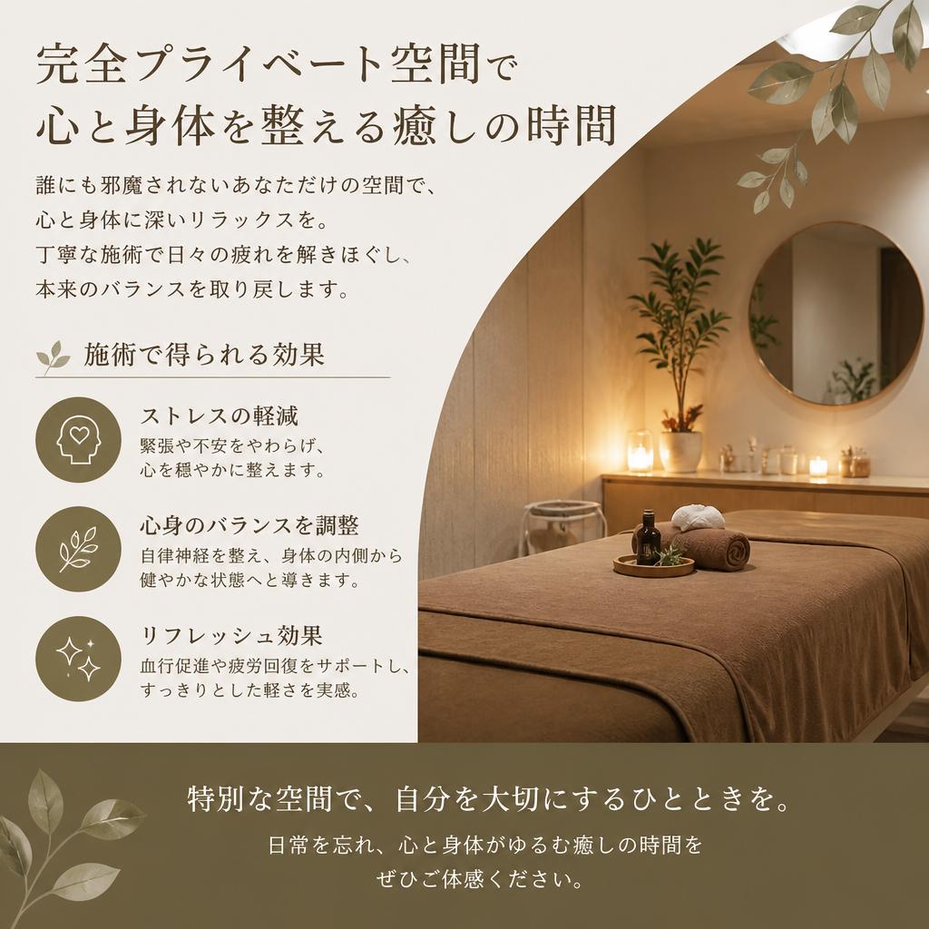 完全個室での至福のリラクゼーション